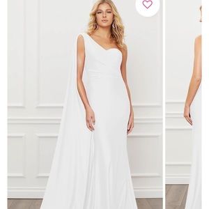White one shoulder long dress